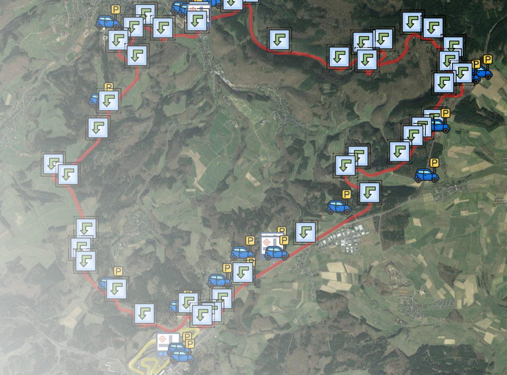 mapa circuito nurburgring curvas parking entradas
