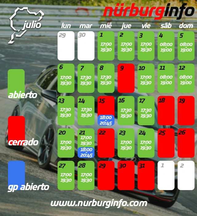 Calendario Nurburgring Julio 2026