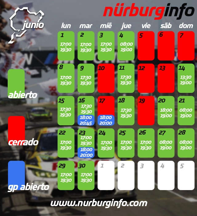 Calendario Nurburgring Junio 2026