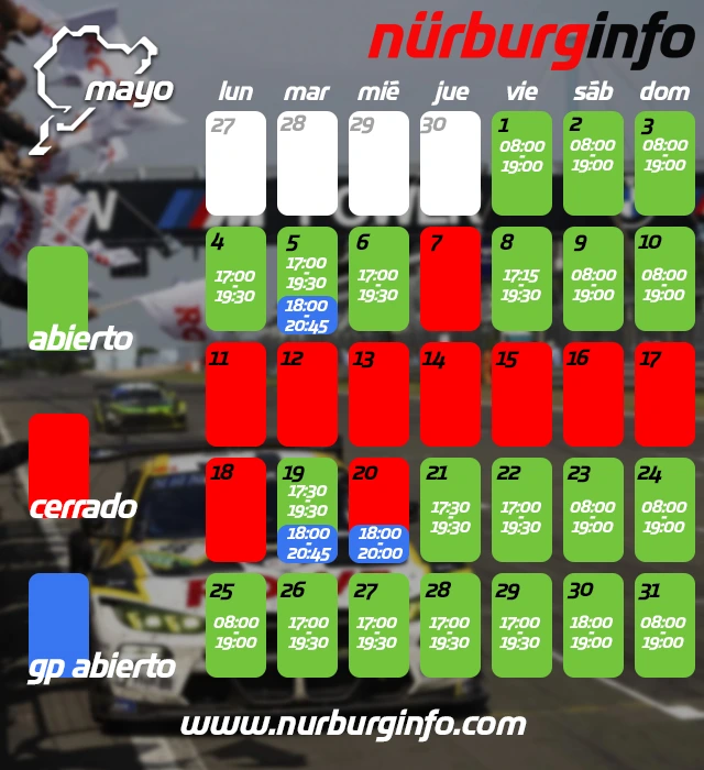 Calendario Nurburgring Mayo 2026
